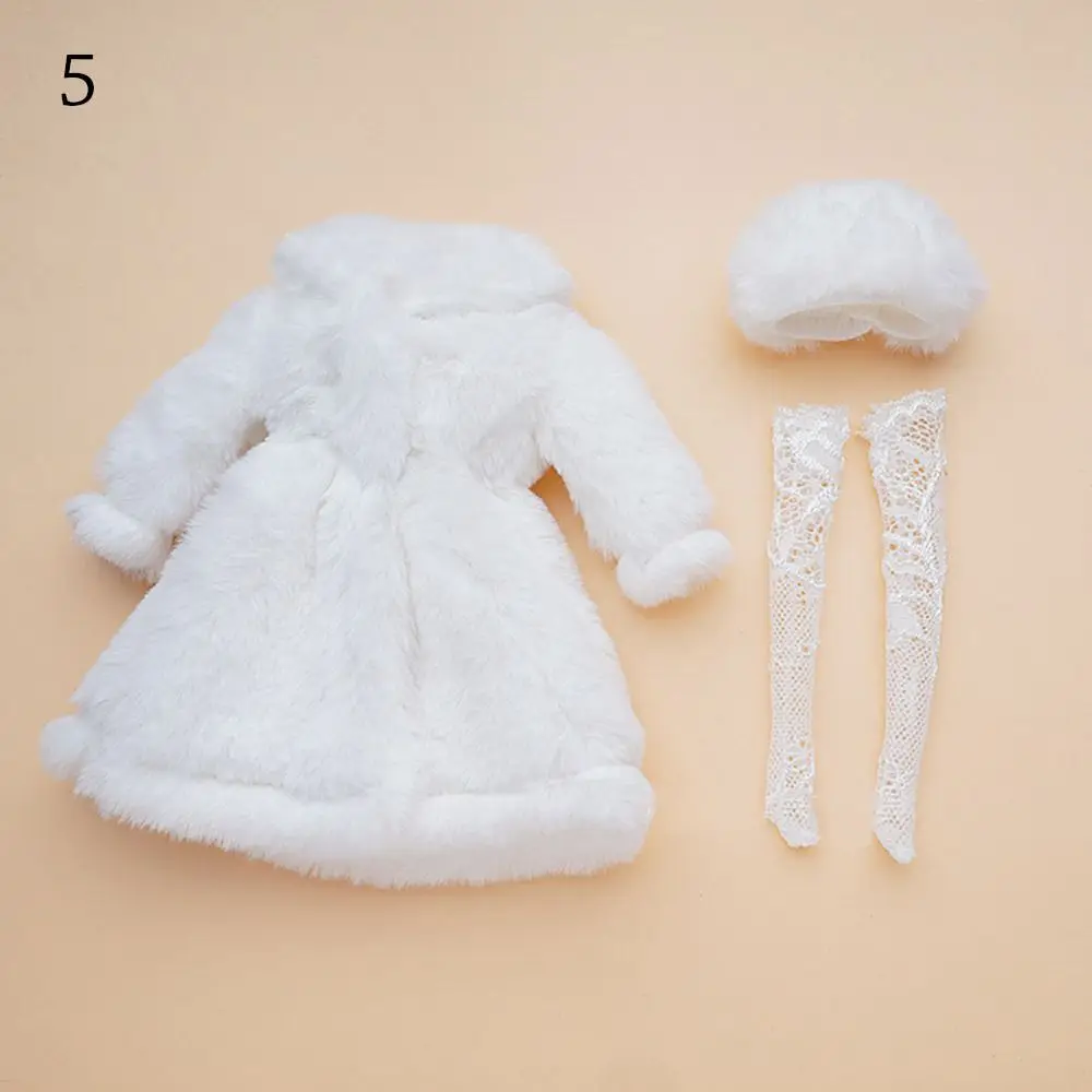 30CM Doll Clothes Suit Fashion Tops Fur Overcoat Knitted Miniature Hat Colorful Lace Stocking For for 1/6 BJD Dolls Accessories