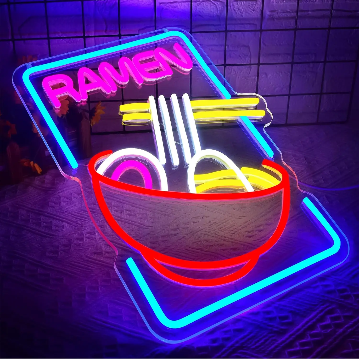 رامين النيون تسجيل عكس الضوء مصباح ليد يصل تسجيل جدار ديكور لمطعم قاعة الطعام المطبخ المنزل بار رجل الكهف للحزب نادي عيد الميلاد