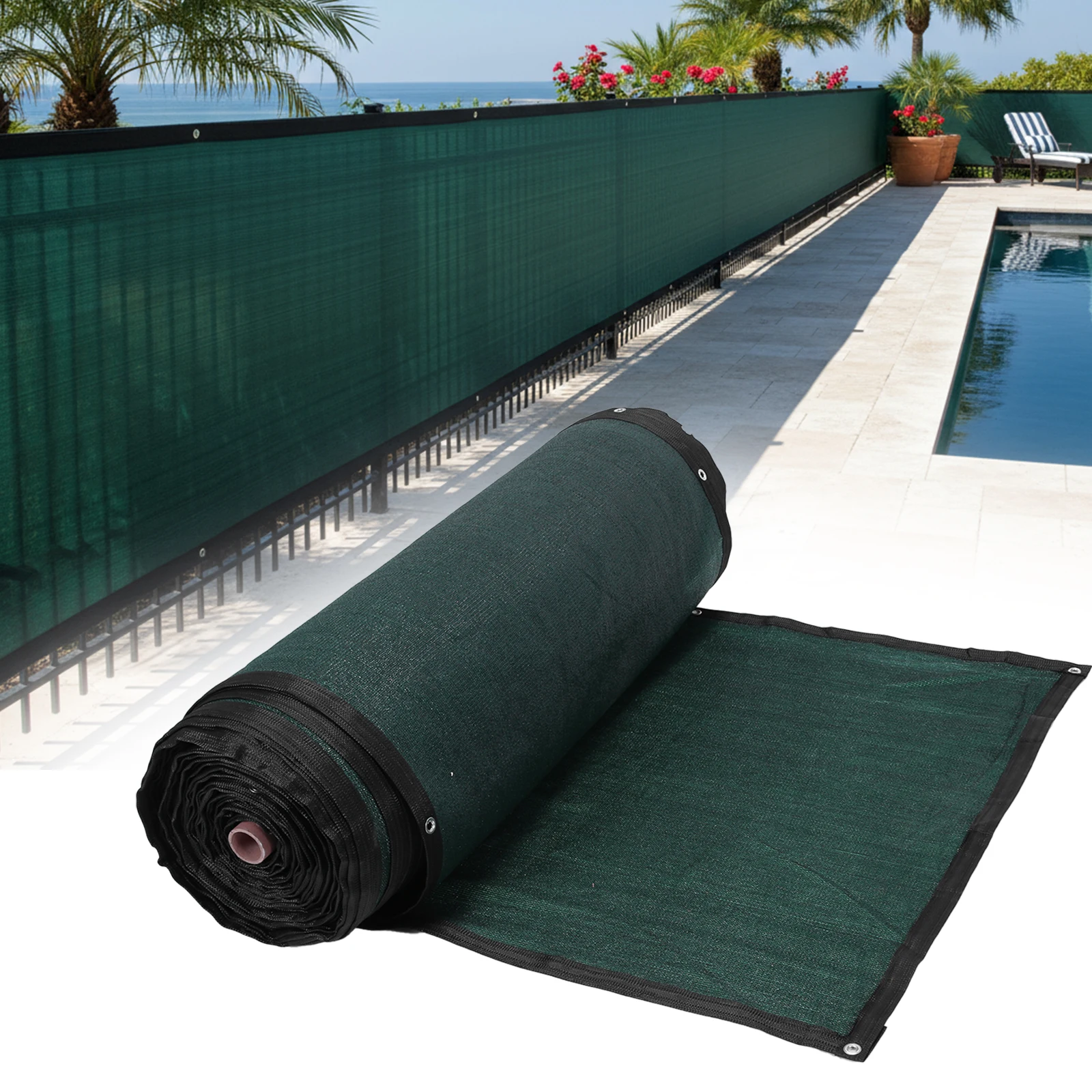 

4ft X 455ft Fencing Mesh Net Cover 90% Blockage with Reinforced Bindings and Metal Grommets for Wall Garden Yard Backyard