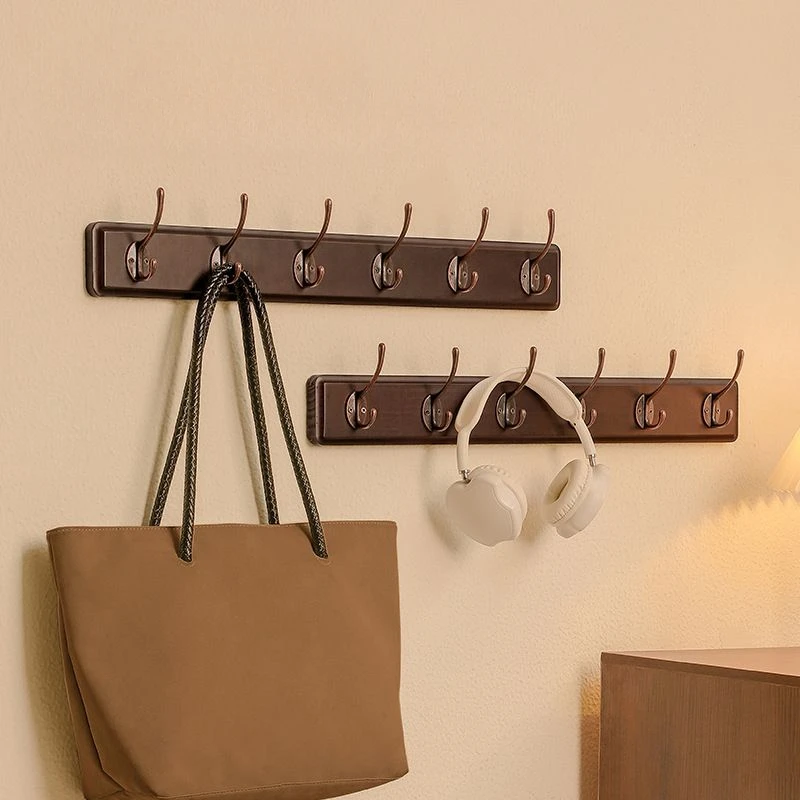 Black Walnut Hangers Rack Hanging Clothes Wooden Hooks Bedroom Cloakroom Storage Furniture Coat Bags Hat Shelf Wall Decoration