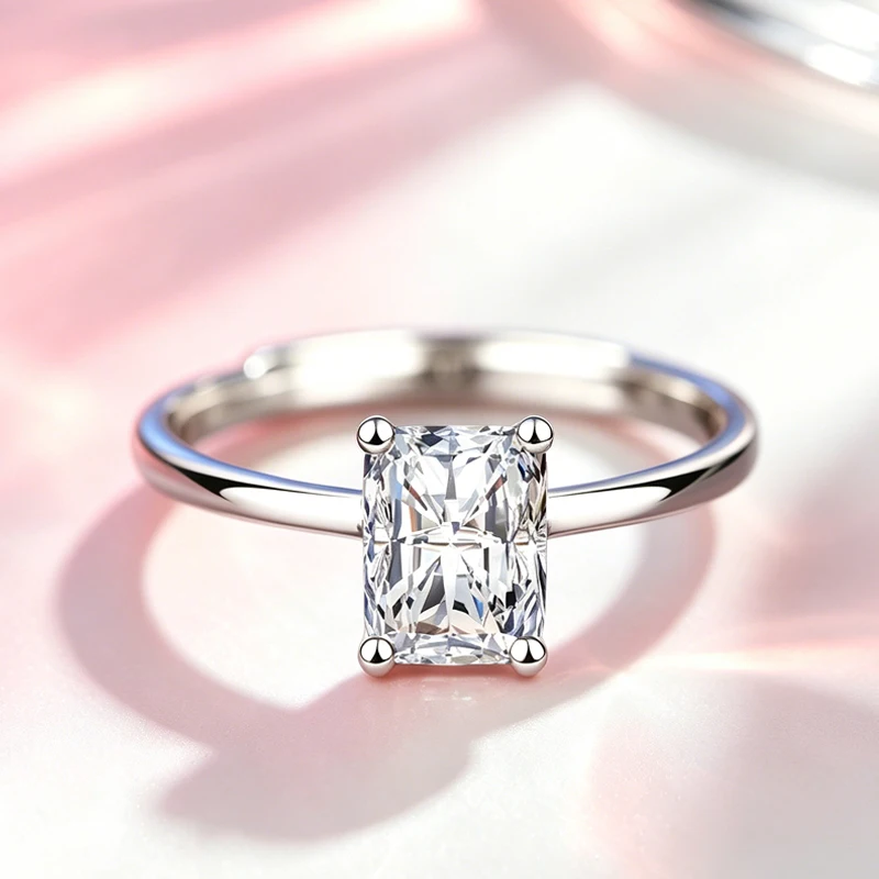 Radianite Moissanite Ring with GRA Certificate 0.5-2.0 Carats S925 Silver a Luxurious Gift for Women's Weddings or Parties