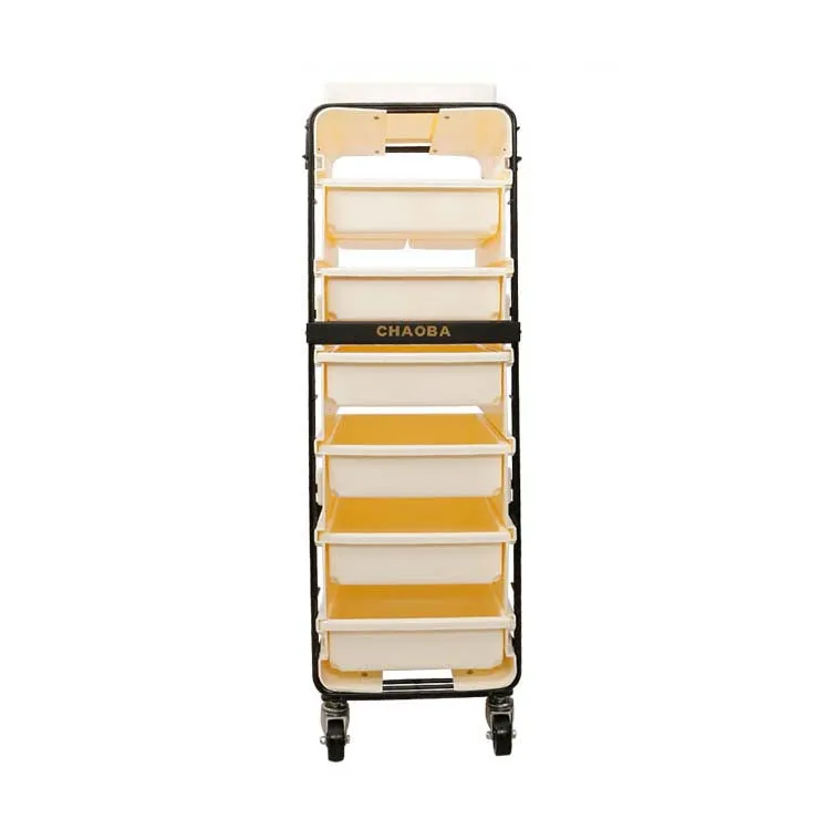 Cheap Nail Salon Working Carts Chariot De Salon De Coiffure Lockable Hair Salon Rolling Trolley with 6 Layer Drawer for Sale