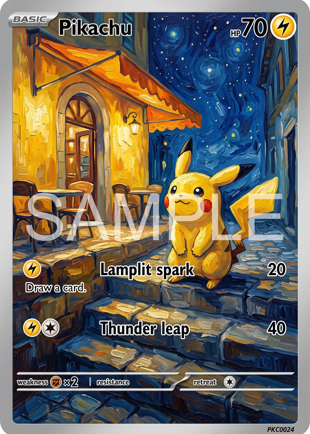 7Pcs PKM Cards PTCG Van Gogh Style Eevee Meowth Psyduck Jigglypuff Smeargle Dedenne Custom Illustrated Art Set Cards PTCG Gift