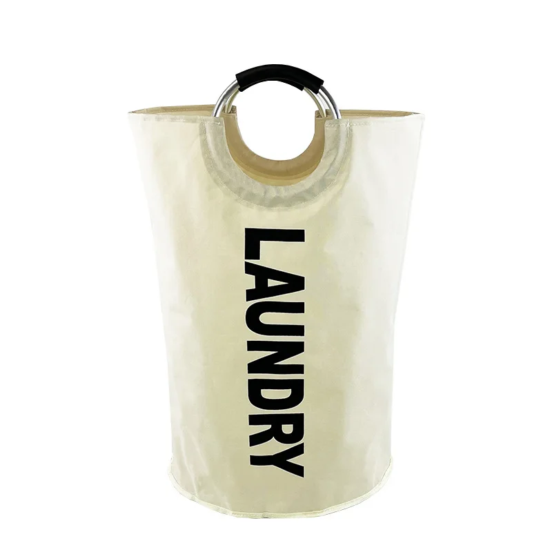 Home Large Capacity Clothes Storage Bag Oxford Cloth Laundry Bag Round Handle Dirty Laundry Storage Basket