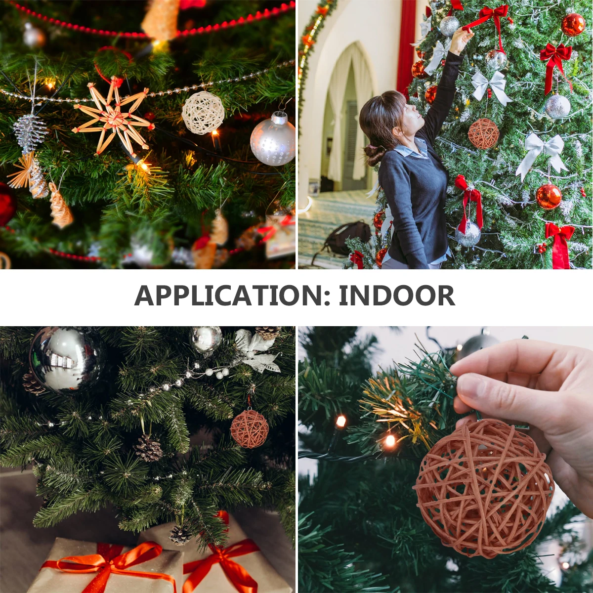 

12 Pcs Rattan Ball Pendant Decorative Balls Hanging Ornaments Christmas Retro Layout Supplies Weave Vine Background Pet Crafts