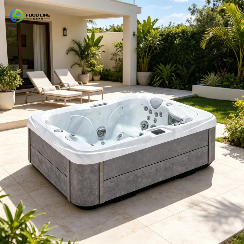 Acrylic 2-Person Portable Hot Spa, 130 Bubble Jets Inflatable Pool, Heated Massage Tub for Garden & Terrace