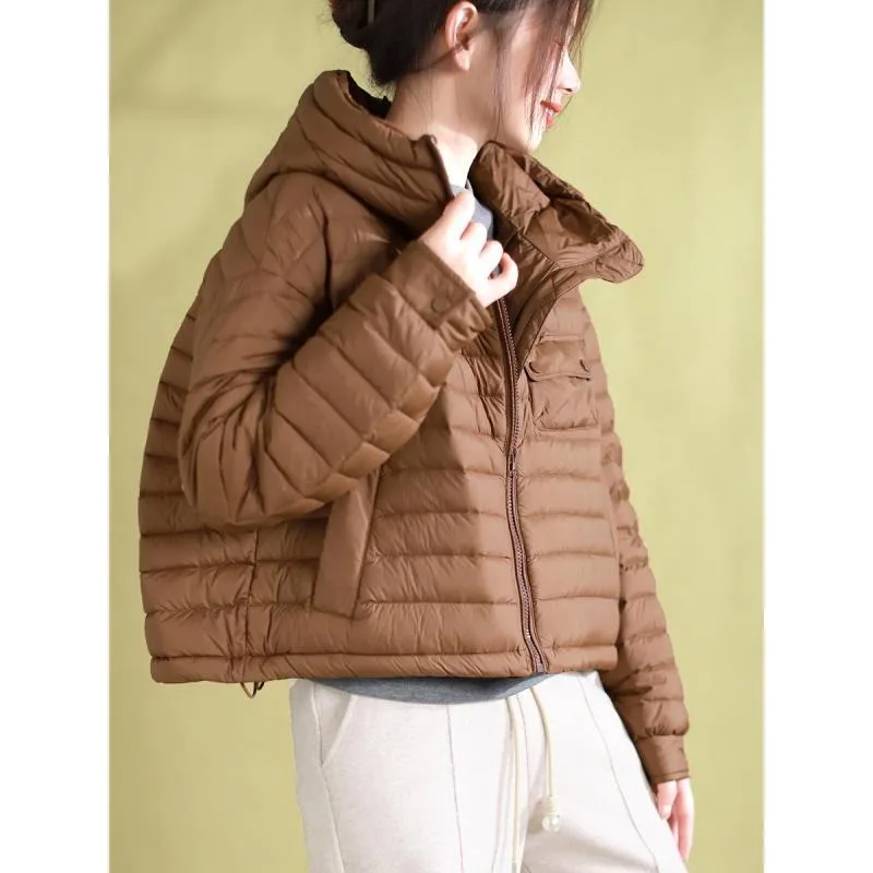 Women's Lightweight Warm Cotton Coat Outerwear Winter Quilted Loose Casual Hooded Long Sleeves Cotton Coat Jacket Women Parkas