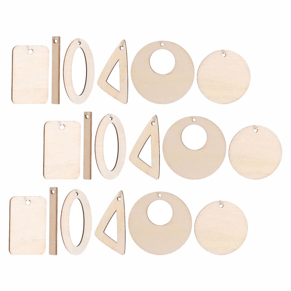 

60pcs Wooden Earring Blanks Smooth Slices Drilled Holes DIY Jewelry Making Supplies Creative Shape Accessories Pendant Charms