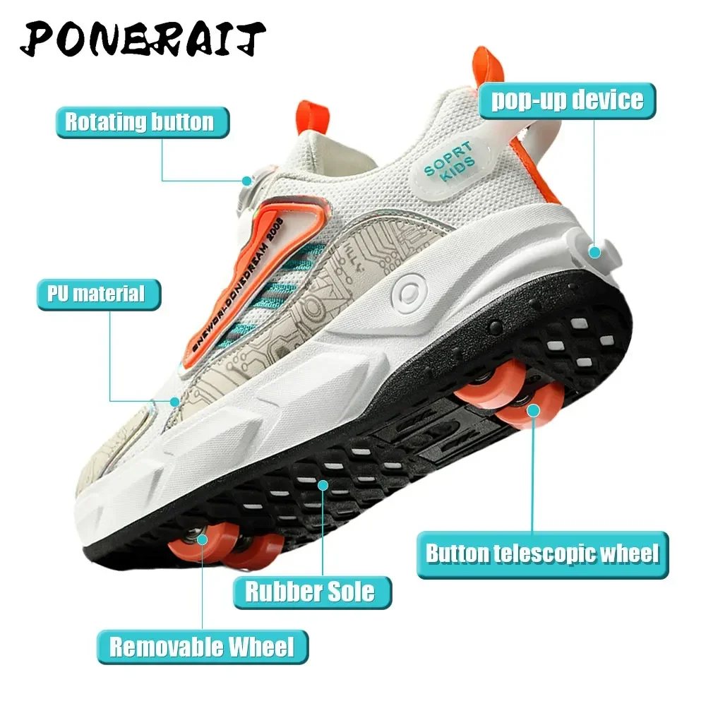 Girl Scalable 4 Wheel Roller Skates Shoes New Sneakers With Wheels For Women Quality Girls Skating Skates Shoes With Wheels