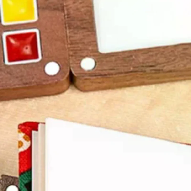 لوحة ألوان مائية صغيرة من خشب الجوز صندوق طلاء محمول مع مشبك لوحة رسم للسفر لوازم فنية لوحة كراسة الرسم #1