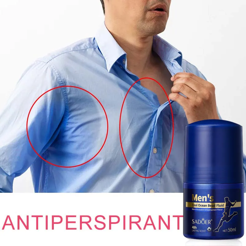 Antiperspirant for Men Roll-on Bottle Reduce Sweating Odor Remover Underarm Body Deodorant Stick Fast Dry Lasting Portable 50ml