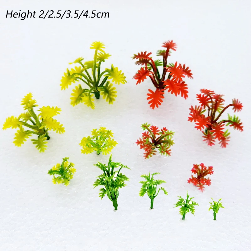 2CM-3.5CM Miniature Flower Grass Model ABS Plant Diy Material For Making Railway Building Sand Table Layout Diorama Kits 100Pcs