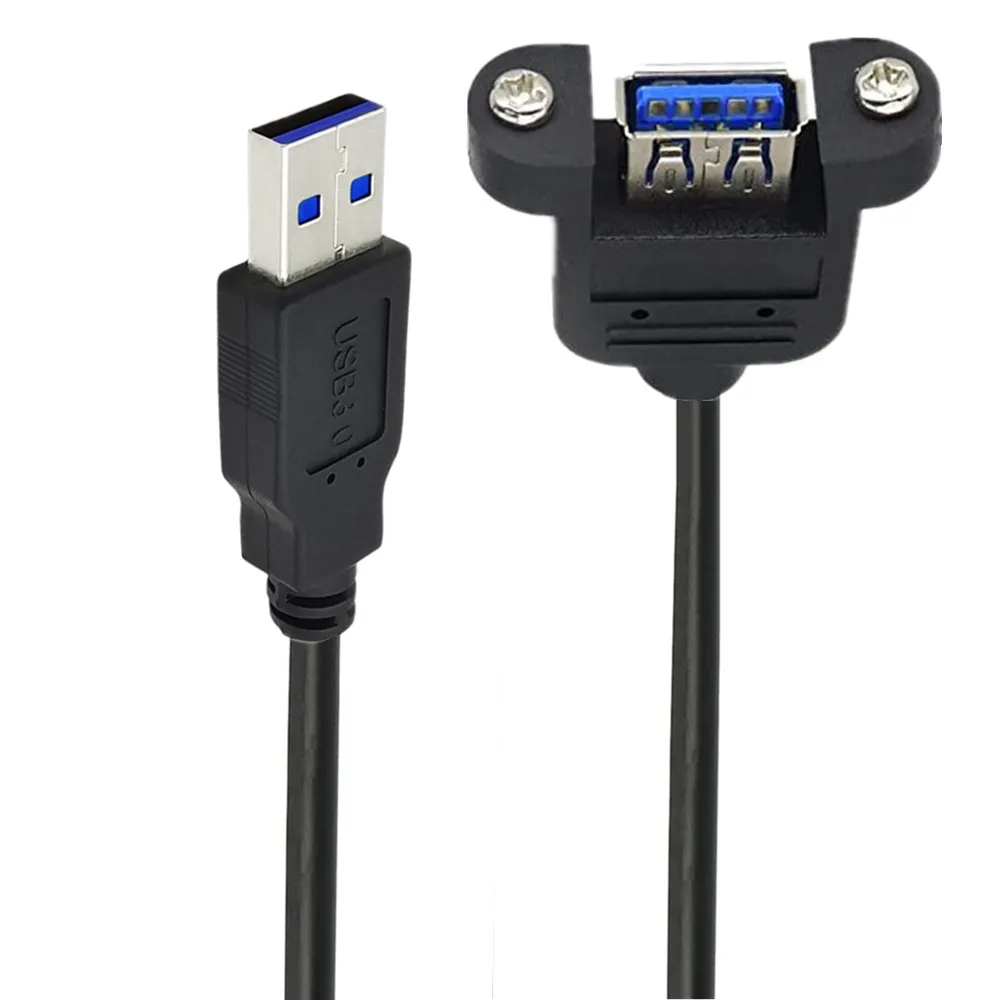 USB 3.0 Up & Down & Left & Right 90 degree Extension Cable Male to Female M/F With Screw Panel Mount cable cord 0.3m