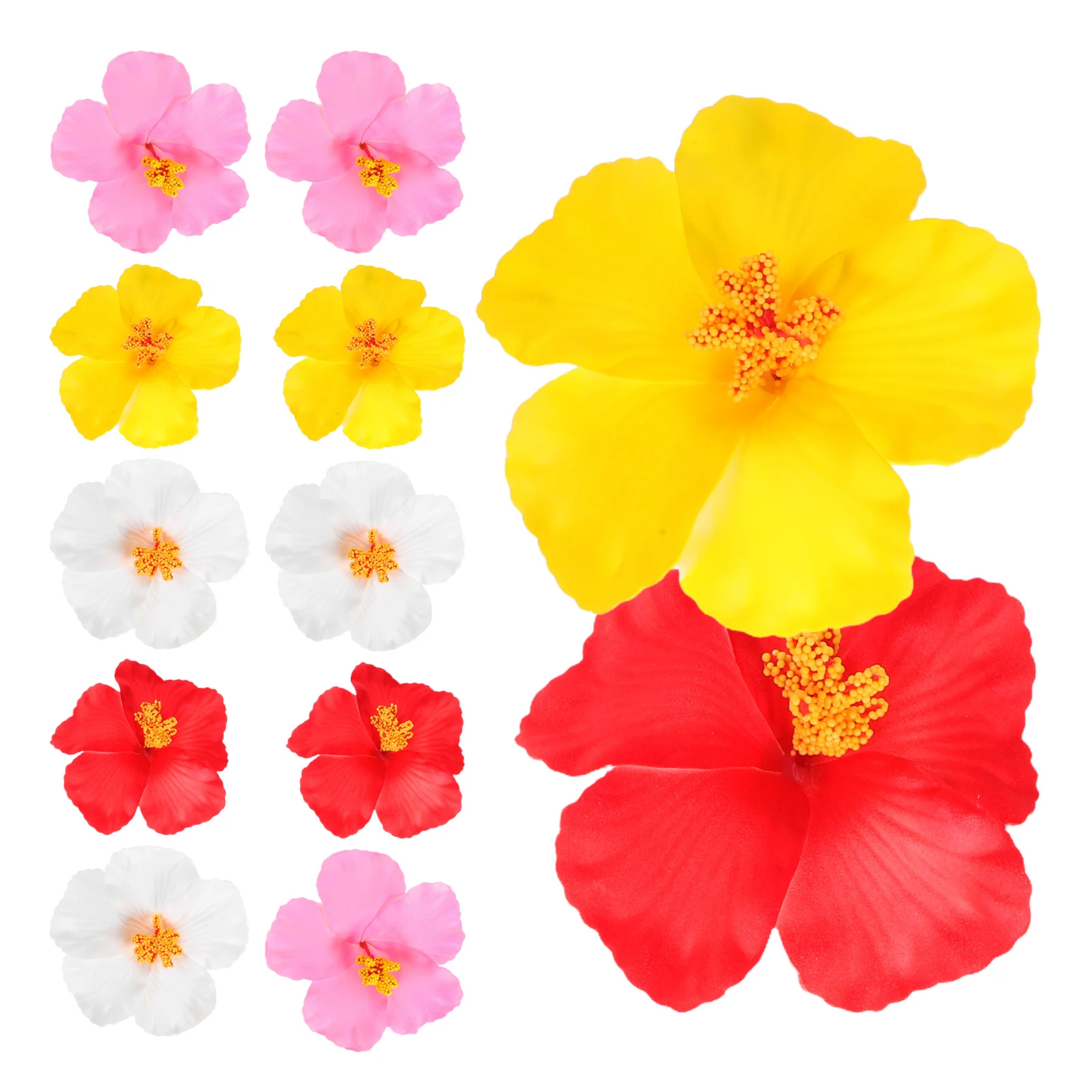 

12 Pcs Hawaiian Hibiscus Artificial Flowers Tropical Party Wedding Home Luau Cakes Table Arrangement Realism