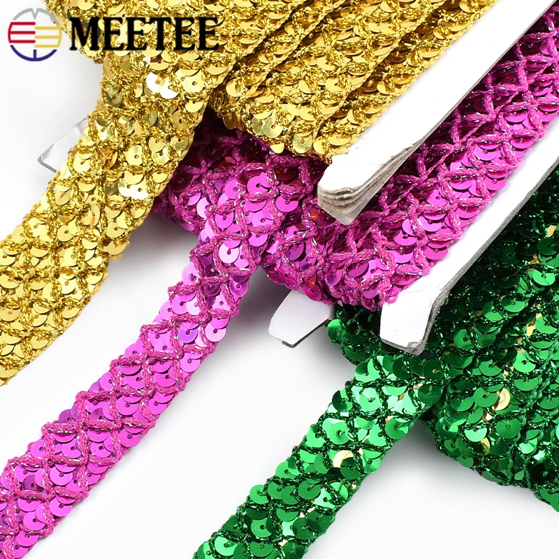 

2/5/10M 15/20/35mm Sequin Lace Ribbon for Stage Costume Trimming Ribbons Garment Hat Decor Laces Fabric DIY Sewing Accessories