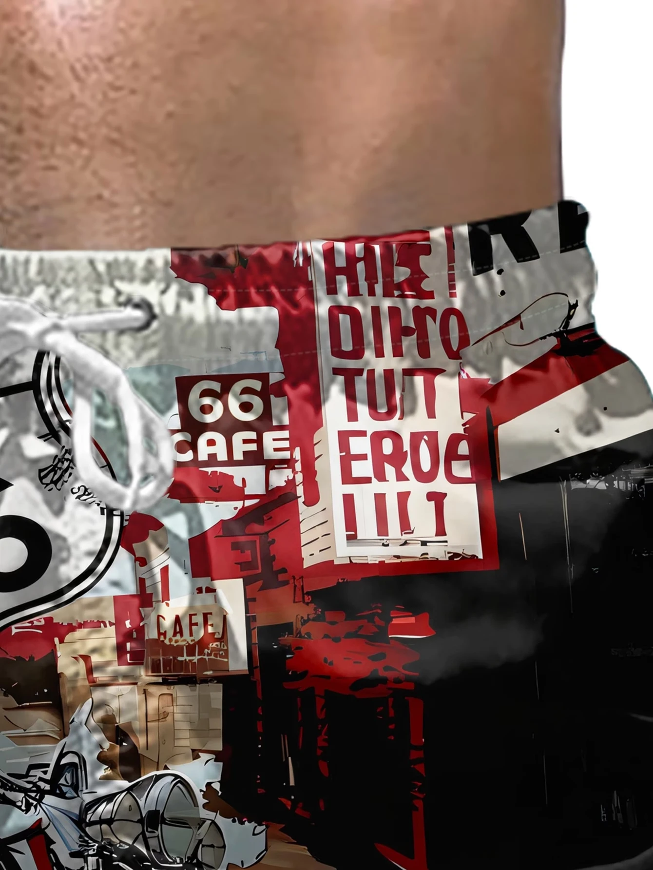 Men Route 66 Motorcycle Retro Street Print Swim Trunks Quick Dry Drawstring Elastic Waist Beach Shorts Summer Casual Surf Board