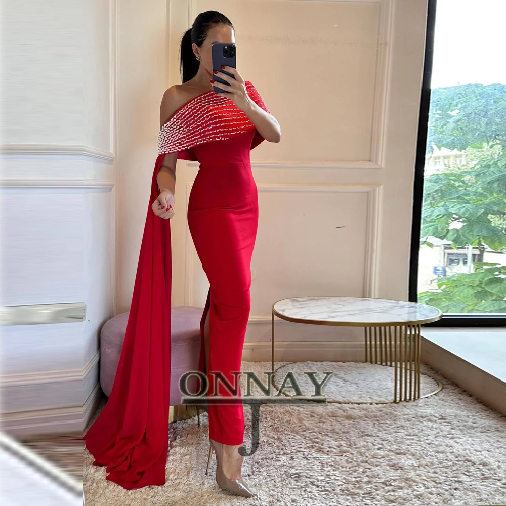 

Customized Dubai Sheath Evening Dresses Long for Women Crystals Cape Saudi Arabric Vestidos De Fiesta Bespoke Graduation Plus