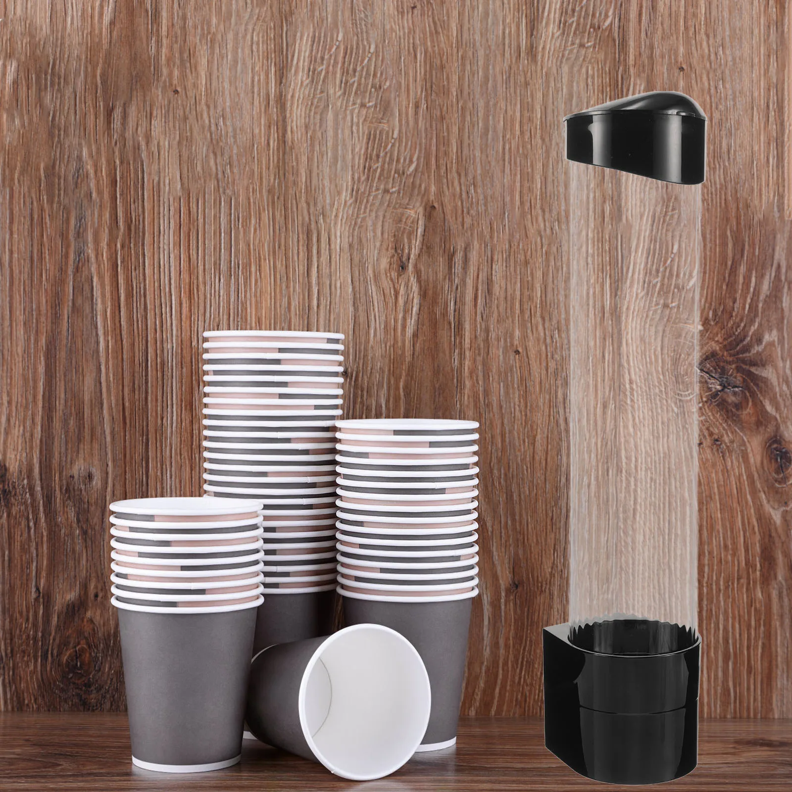 

Automatic Cup Dispenser Paper Cups Wall Mount Black Bathroom Outdoor Water Cooler Accessory Precise Dispensing Efficient