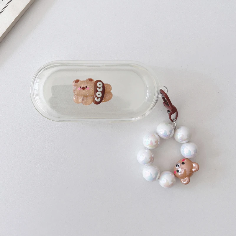 Cute Bear case For Sony WF-C700N Case Cartoon Animal Cover Silicone Transparent Earphone Cover with Keychain for Sony C700N