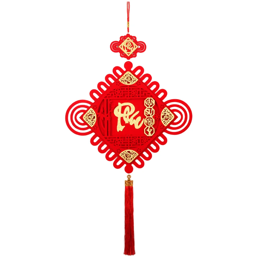 Vietnamese New Year Lantern Red Plum Blossom Flannel Chinese Knot Wall Hanging Pendant for Home Office Festival Decoration