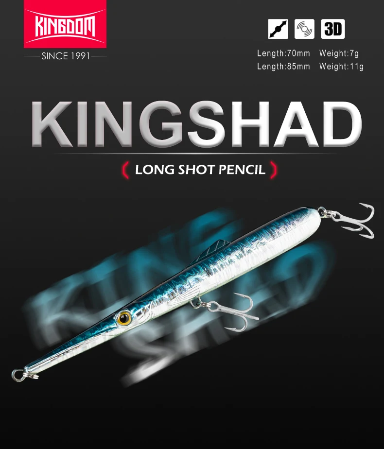 Kingdom Angelköder, 11 g, 13 g, 30 g, 40 g, 205 mm, 130 mm, langer Wurfnadel, Bleistift, künstliche Stickbaits, sinkender schwimmender Angelköder – Detail 2