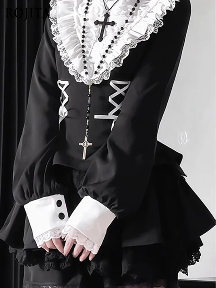 

Sweet Cool Subculture Lolita Dress Dark Style Fake Two-Piece Gothic Waist-Slimming Dress and Shorts Two-Piece Set for Women