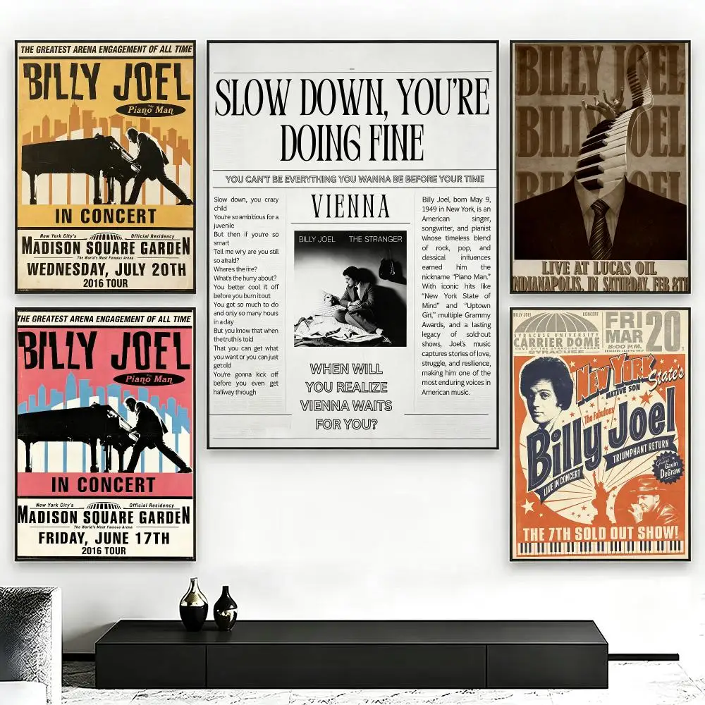 music Billy Joel Poster Poster Nordic HD Self-Adhesive Wall Sticker Home Café Bedroom Living Room Art Decor Gift