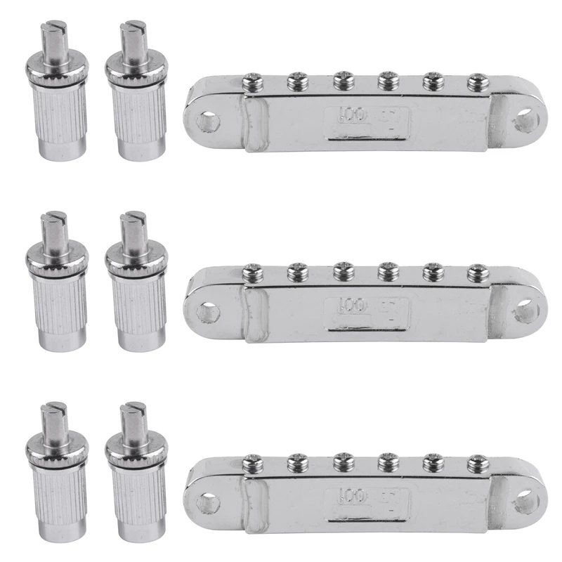 3X Silver Tune-O-Matic Electric Roller Saddle Bridge Lp Electric Guitar Bridge Made In Korea