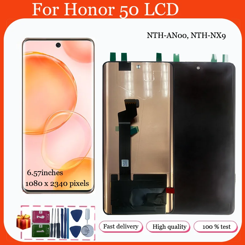 

100% AMOLED Display For HUAWEI Honor 50 LCD NTH-NX9 Touch Screen Digitizer For Honor 50 LCD Display NTH-AN00 Replacement Parts