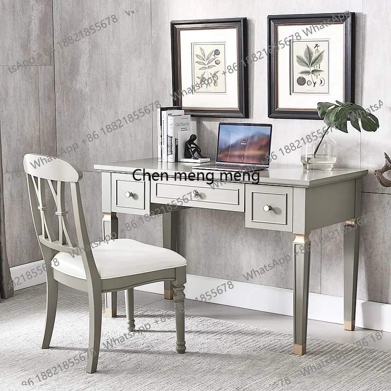 

American Style Light Luxury Solid Wood Desk Student Home Modern Simple Bedroom Dressing Table Writing Study Computer Desk