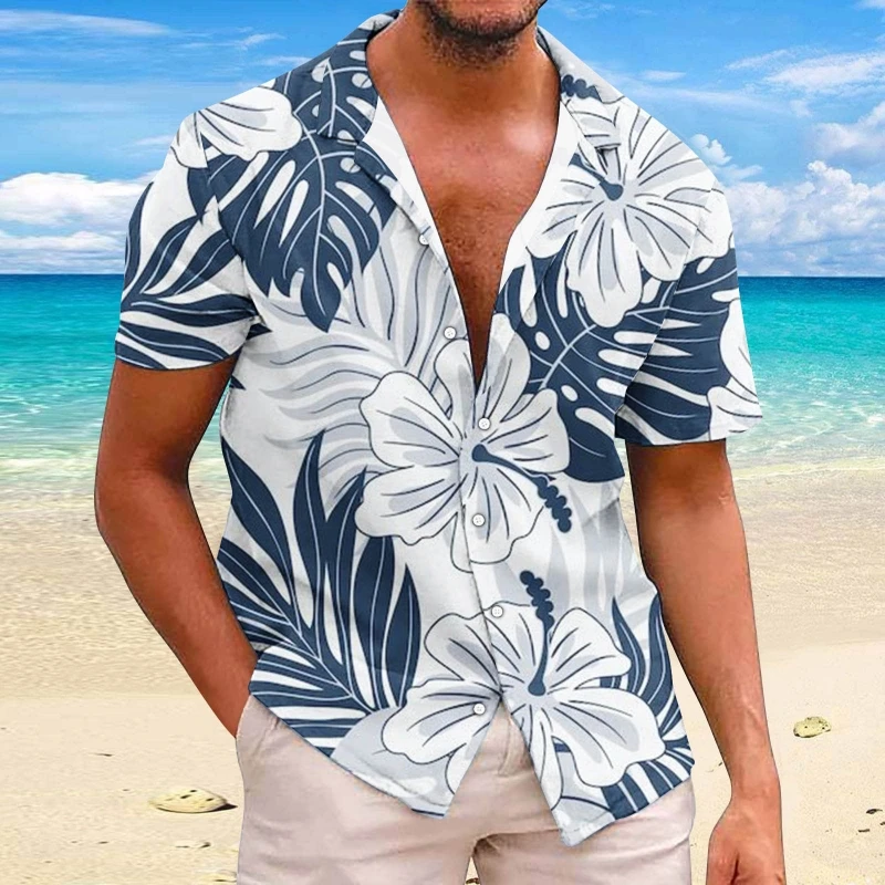 2024 Beach Flower Shirts For Men 3d Printed Men\'s Hawaiian Shirt 5xl Short Sleeve Fashion Tops Tee Man Blouse Camisa