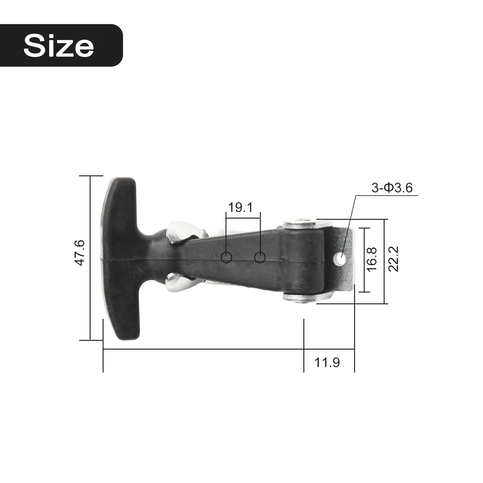 1 Pcs Elastic Stainless Steel Rubber Hood Catch Flexible T Handle Hasp Rubber Elastic Shock-absorbing T-shaped Buckle