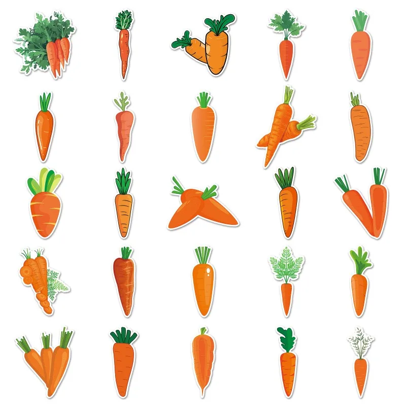 50개 맞춤형 만화 당근 창의적 그래피티 장식 스티커