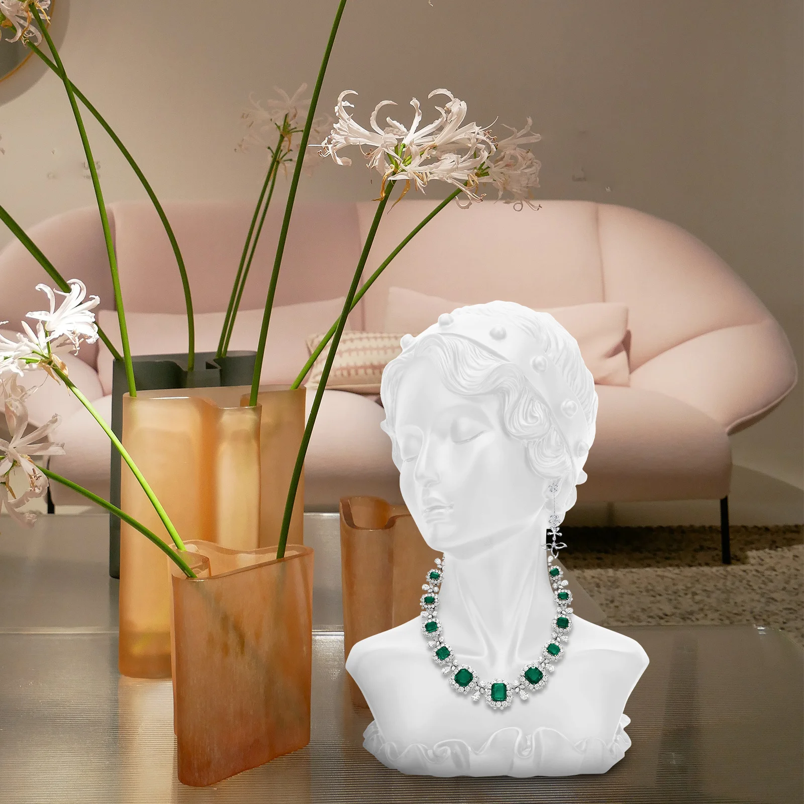 1pc Jewelry Display Rack Resin Figure Bust Stand For Necklace Earrings Storage Decorative Craft Home Organizer Gift