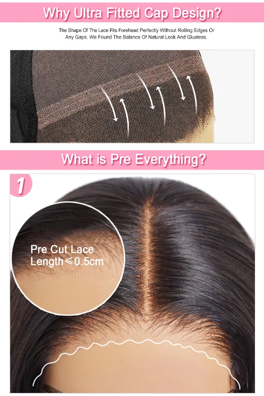 WOWANGEL 34 Zoll Glatte Perücken 9x6 HD Lace Closure Perücken Natürliche Kopfhaut 250% Vorgeschnittene Spitze Kleberlose Perücke Echthaar Remy Brasilianisches Haar – Detail 3