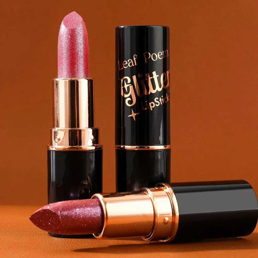 Lápiz labial nacarado, 8 colores, brillante, hidratante, antimanchas, brillo, duradero, lápiz labial de diamante, maquillaje cosmético labial