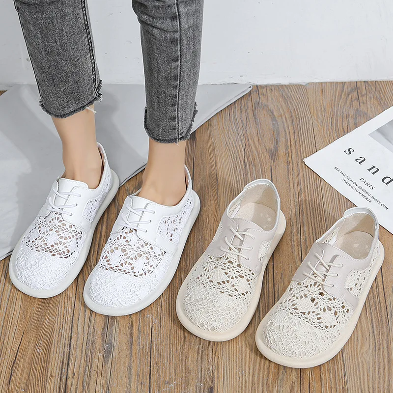 

Сандалии женские из натуральной кожи, босоножки на плоской подошве, дизайнерская дышащая повседневная обувь на платформе, лето