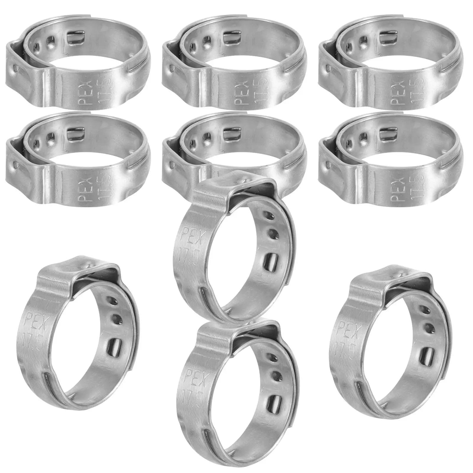 

10pcs Single Ear Clamp Stainless Steel Hose Clamps for Gas Pipe Durable Worm Drive Securing Hoses Cable Tube Lines Home