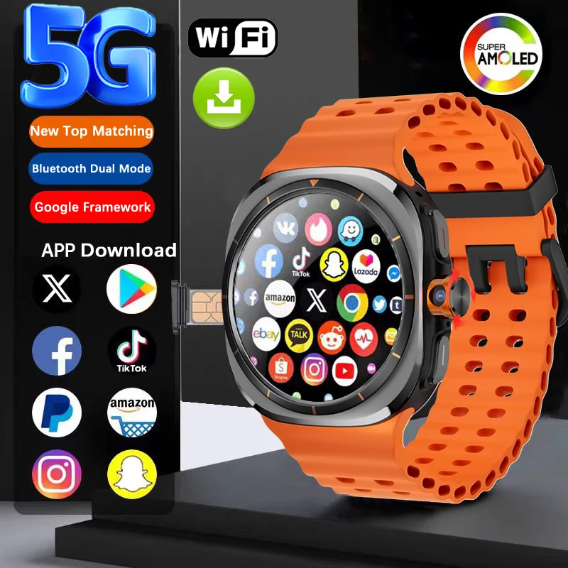 New 4G 5G For Samsung Smartwatch Men GPS 800W HD Camera SIM Tiktok 2+16G Heart Rate Health Monitoring Sports Fitness Smart Watch