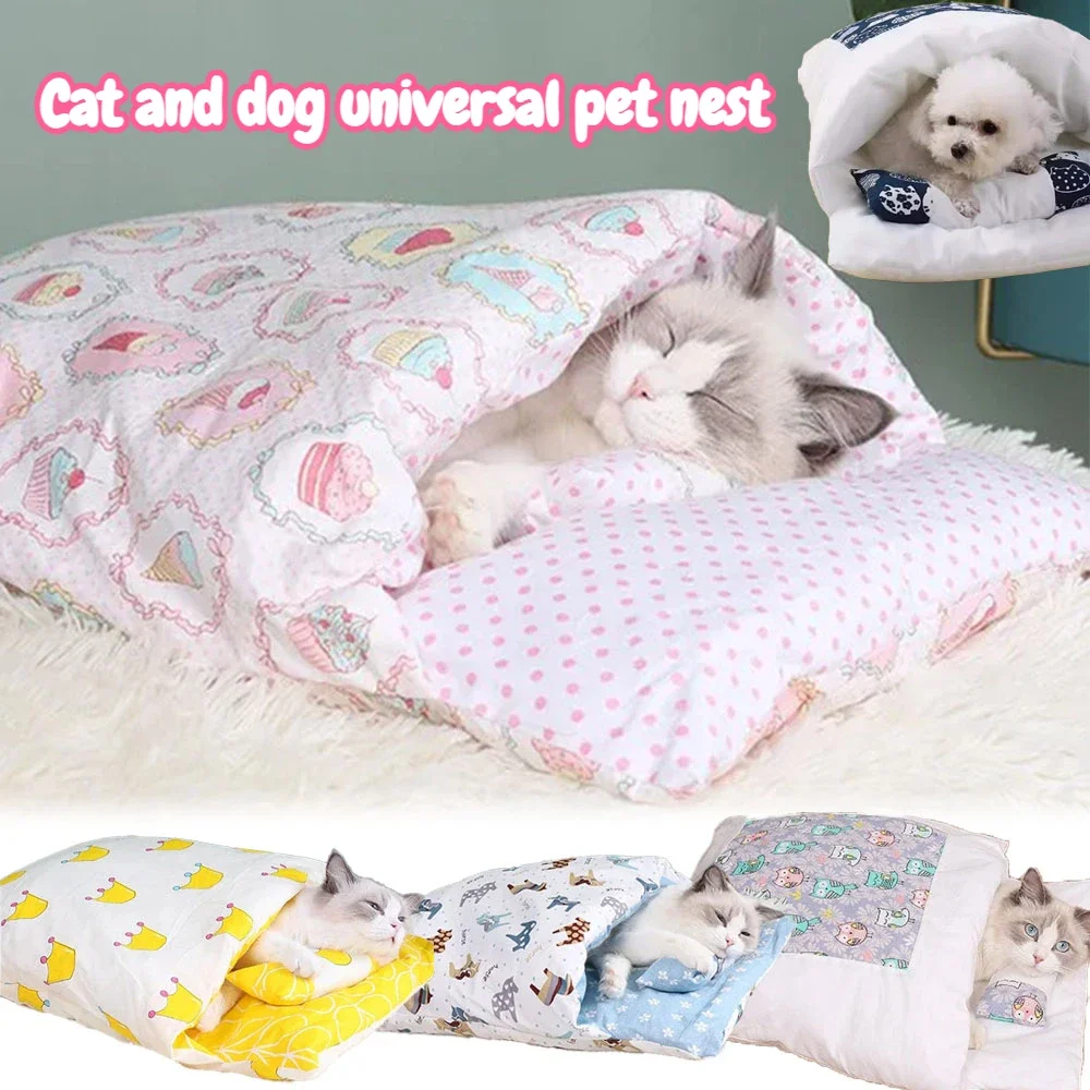 

1PC Warm Cat Sleeping Bag Removable Cat Bed Winter Warm Cat House Small Pet Bed Warm and Comfortable and Dog Beds for Small Dogs