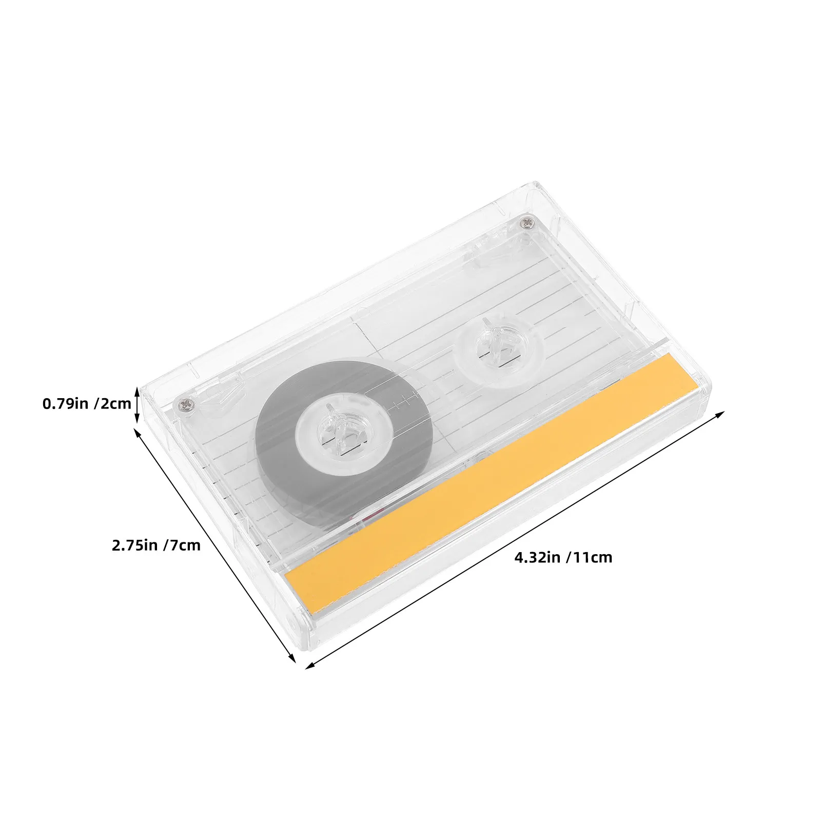 2Pcs Blank Audio Cassettes Clear Plastic Case Recordable Music Tapes for Teaching Voice Recording and Retro Party Messages