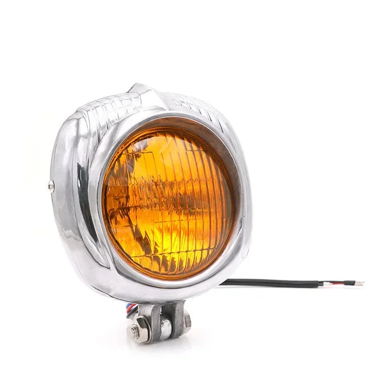 Universal Retro Vintage Polishing Headlight Lamp For Cafe Racer Touring Scooter