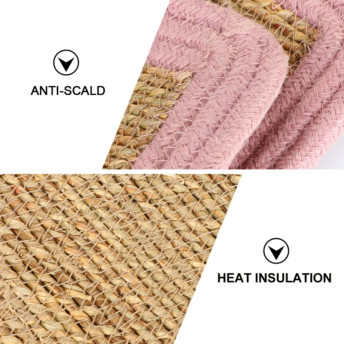 

Straw Woven Rectangle Table Mats Non Slip Heat Shield Pot Holder Kitchen Coasters Dining Accessories Easy Clean