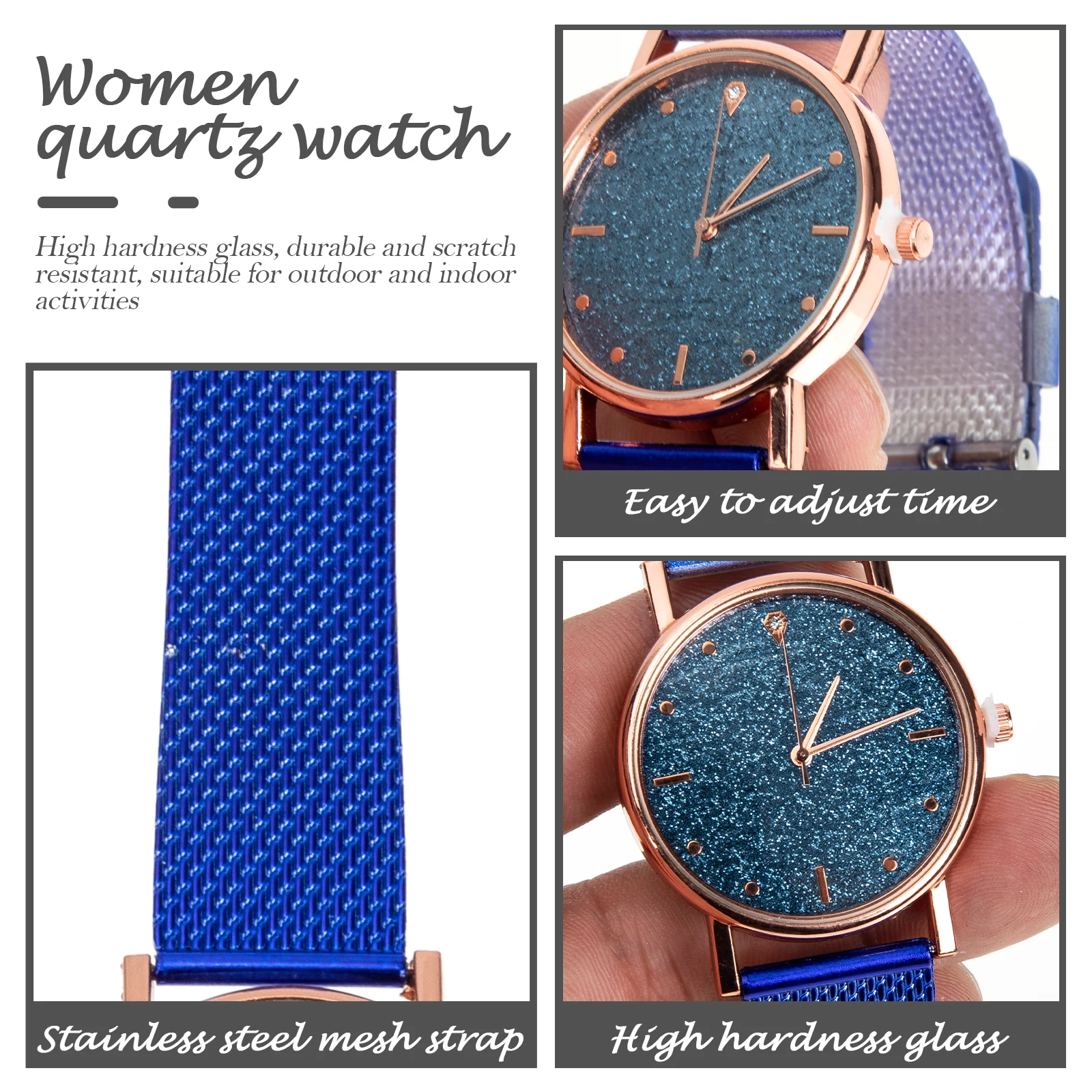 

Quartz Watch Watches for Women Portable Women’s Female Wrist Glass Mirror Women's