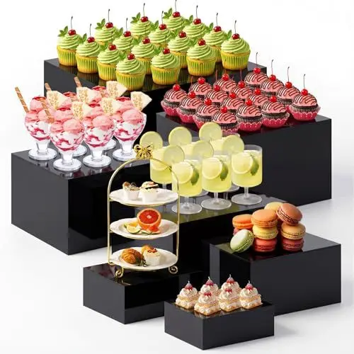 Cross-border transparent dessert cake display box, dustproof acrylic square figure display, display stand, five-sided box