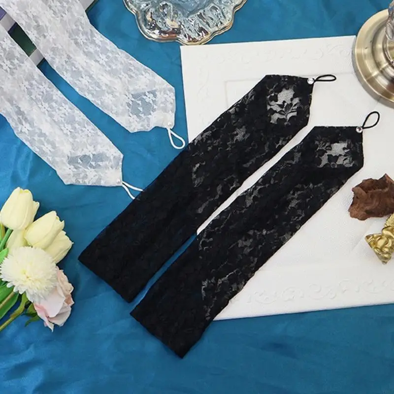 الدانتيل زهرة أكمام أذرع تبريد تنفس فنجر هوك تصميم Armwear قفازات طويلة لحدث الزفاف الأزياء Armwear للحزب Y08E