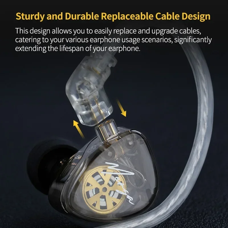 KZ Merga HIFI in-Ear Wired Earphones Quad-Driver Dual-Dynamic Drivers Sound Output High-Resolution Tuning with Detachable Cable