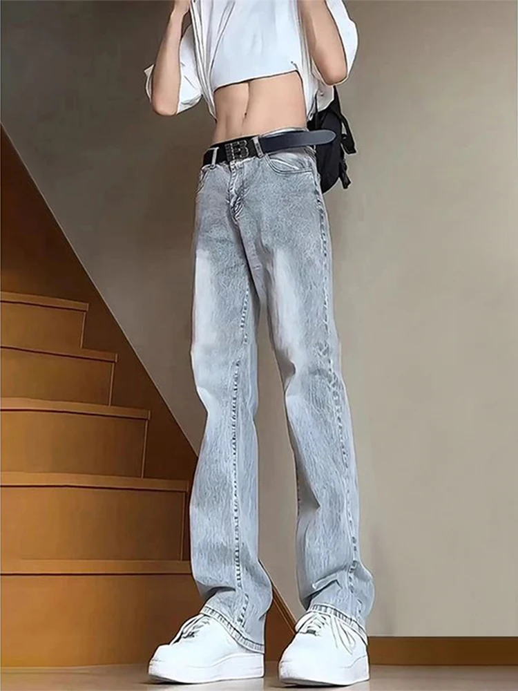 

Slim Straight Micro Flare Jeans Men's Elastic American Retro Vibe Long Legs Illusion Cotton Polyester Blend Spring Faion