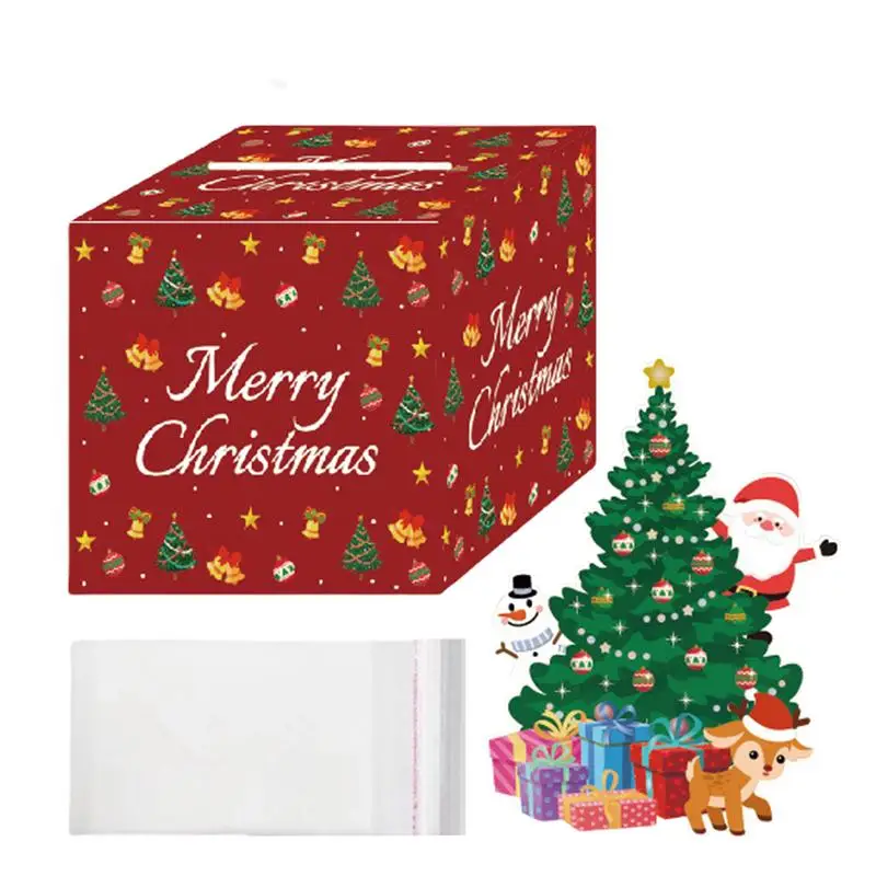 Merry Christmas Money Pull Box Christmas Surprise Money Box With Pull Out Card And 30 Transparent Cash Bags Money Storage Box