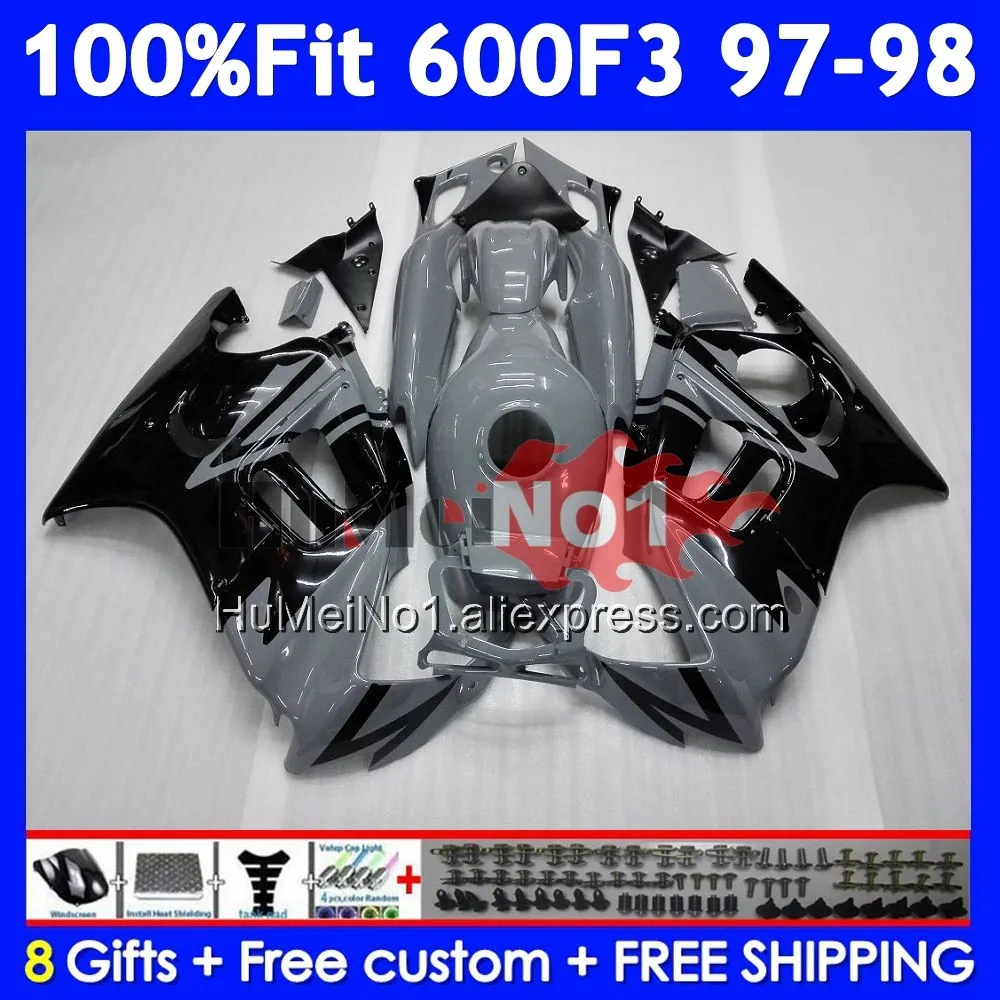 OEM Fairing +Tank For HONDA CBR600 F3 FS Grey black CBR600FS 97 98 39No.101 CBR 600F3 600 F3 CBR600F3 1997 1998 Injection Body